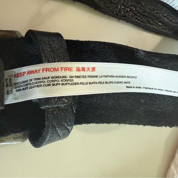Free People WTF Roseberry Belt – Black Buff Distressed Leather NEW NWT Size M/L - Picture 5 of 7